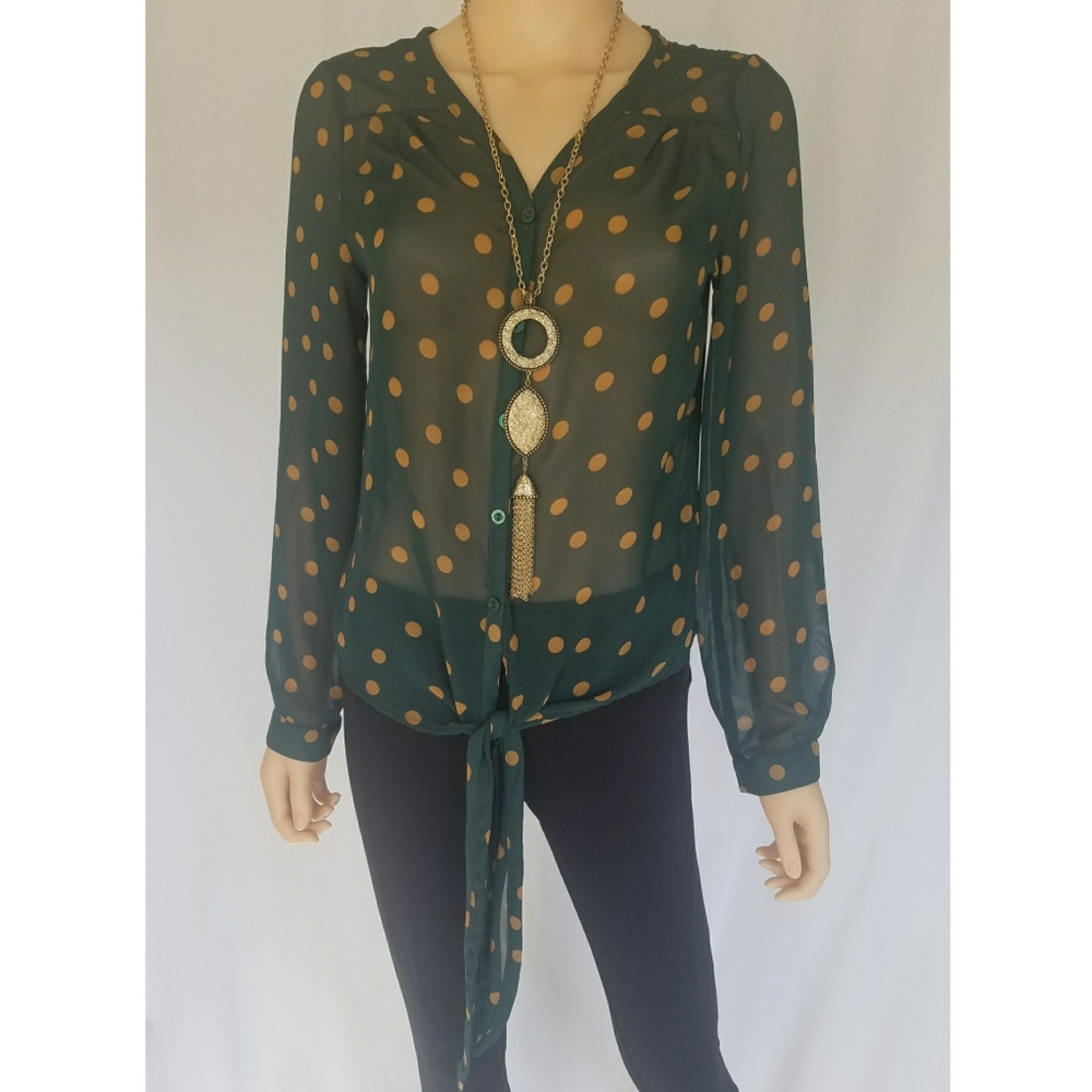 MINE Green Polka Dot Blouse